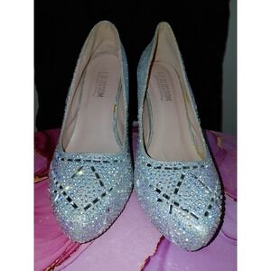 De blossom Rhinestone Silver High Heel Shoes Bridal New Years Stilettos SZ10